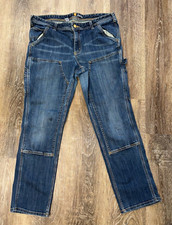 Carhartt Jeans Double Knee Slim Womens Size 14 Short Dungaree Denim 100654 485