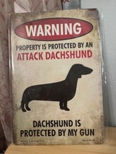 Dachshund Security/Protection Themed 12"x8" Tin Decor Sign NEW