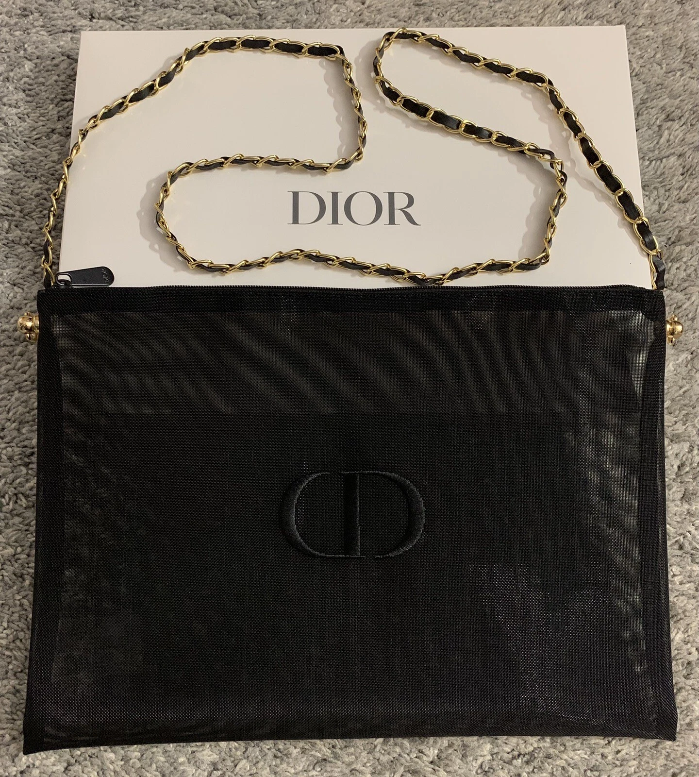 Sac à main chaîne en maille DIOR noir et or sac de soirée pochette cosmétique NEUF neuf dans sa boîte