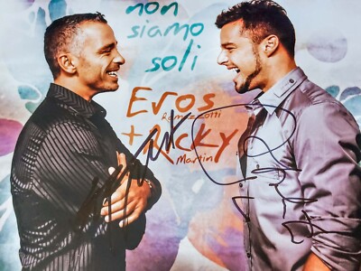 Eros Ramazzotti + Ricky Martin - Original Inperson Autograph on Photo - Rare