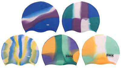 CHEX Stark Silikon Abstrakte Senior 8+ Jahre Schwimmen Hut Kappe Blau Grün