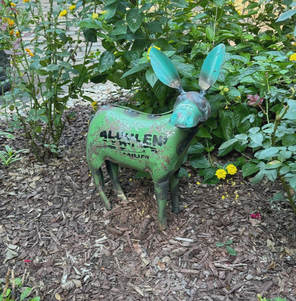 Recycled Metal Donkey Statue Yard Art Farm Animal Mule Horse Barn Reclaimed - Image 3 of 4