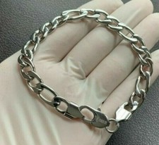 7"-11" MEN 316L STAINLESS STEEL WIDE 8MM SILVER FIGARO LINK CHAIN BRACELET
