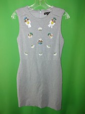 1347) BANANA REPUBLIC 4 gray heavy rayon knit snug fit knee length dress 