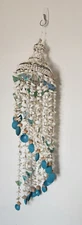 Boho Butterfly Seashell Wind Chime 35 Inches Blue/White