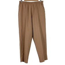 Vintage Pants Size 14P Elastic Waistband Tapered Leg Brown Pockets Season Ticket