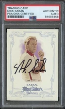 NICK SABAN SIGNED ALABAMA 2013 TOPPS ALLEN & GINTER FOOTBALL CARD PSA/DNA