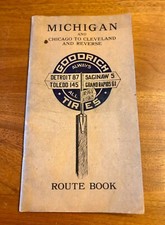 Antique 1914 Michigan & Chicago to Cleveland and Reverse Goodrich Tires Route Bk