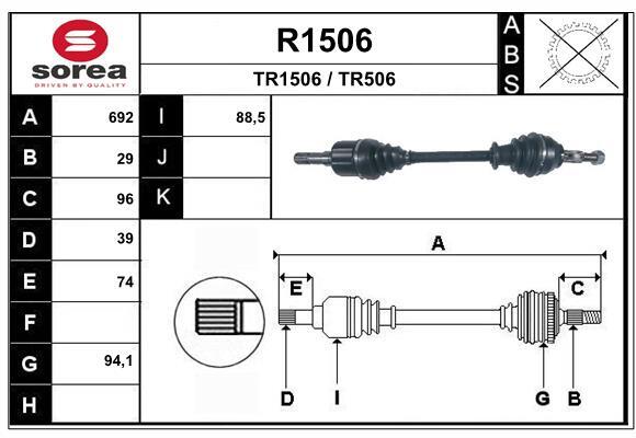 Arbre de transmission SNRA R1506 anti-claquement pour Opel Vivaro B camion et châssis