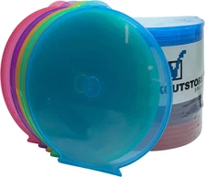 (25) Clear Compact Slim Round Clamshell CD/DVD Case with Lock on Top (Assorte...