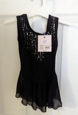 New Toddler Girls Black Dance Leotard With Rhinestones