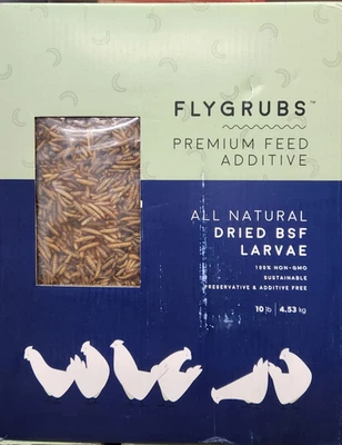FLYGRUBS 10 lb Dried Black Soldier Fly Larvae,Premium Feed Additive for Chickens