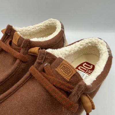 Hey Dude Wally Cozy Plaid Downtown Brown Slip On Loafers 