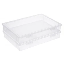 Clear Plastic Storage Box with Flap Lid, Multipurpose Craft Organizers and St...