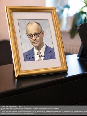 Repro-Autogramm - Friedrich Merz - Bundeskanzler - Gerahmt