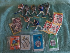 Sports Lot Of Baseball Figures, Cards