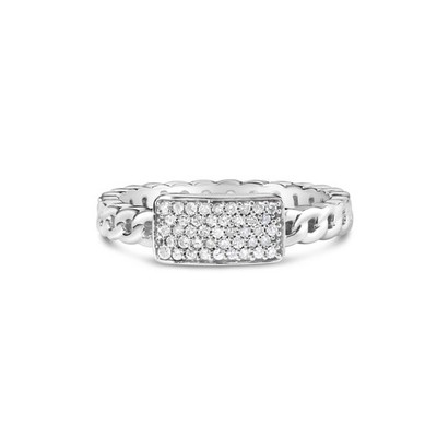 .925 Sterlingsilber 1/5 kt Diamant ID und kubanischer Gliederbandring
