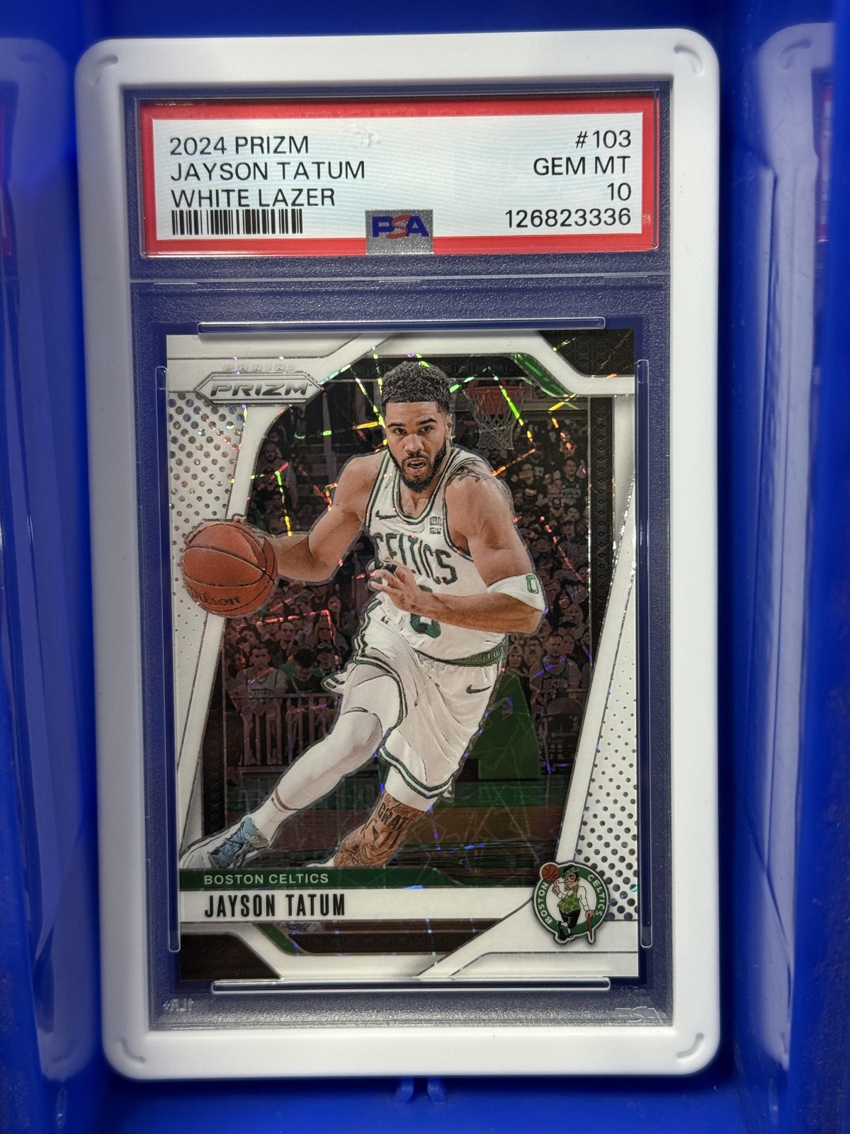 PSA 10 COLOR MATCH 2024-25 Panini Prizm Jayson Tatum #103 White Lazer /275