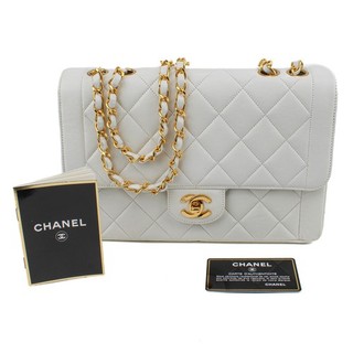 Chanel Single Flap Lambskin Quilted White Shoulder Bag w/ Turn Lock #H179163 1