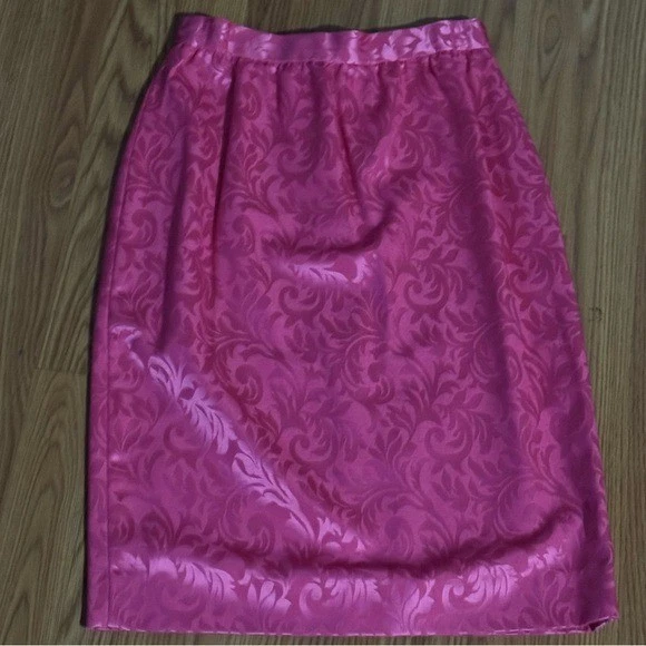 Donna Morgan Vintage Hot Pink Fuschia 2- Piece Blazer Skirt Set Size 6 Retro 80s - Image 2 of 4