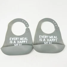 Bella Tunno Tots Baby Every Meal Is A Happy Meal Feeding Silicone Bib Set of 2