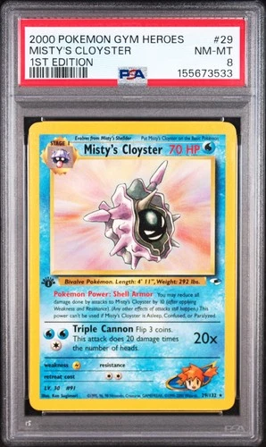 Pokemon Misty's Cloyster Gym Heroes 29/132 1st Edition PSA 8