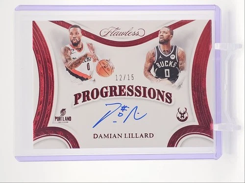 DAMIAN LILLARD 2024-25 FLAWLESS PROGRESSIONS AUTOGRAPH RUBY AUTO /15 Q2323