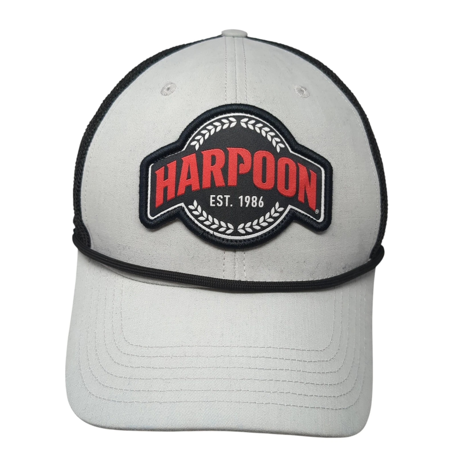 Harpoon Snapback Trucker Hat Gray One Size Adjustable Embroidered Rope Mesh Back