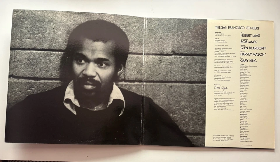 Hubert Laws LP The San Francisco Concert CTI WLP PROMO MINT RVG - Image 2 of 2