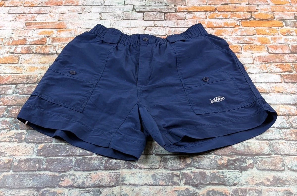 Aftco Shorts Adult 34 Navy Blue Cargo 6" Fishing Boating Boat Outdoors Mens