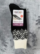 Muk Luks Women  s 2 Pair Pack Tall Boot Socks Mid-Calf Height size 6-11 Black