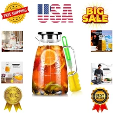 Elegant Borosilicate Glass Pitcher 68oz - Stainless Steel Lid & Scale Line