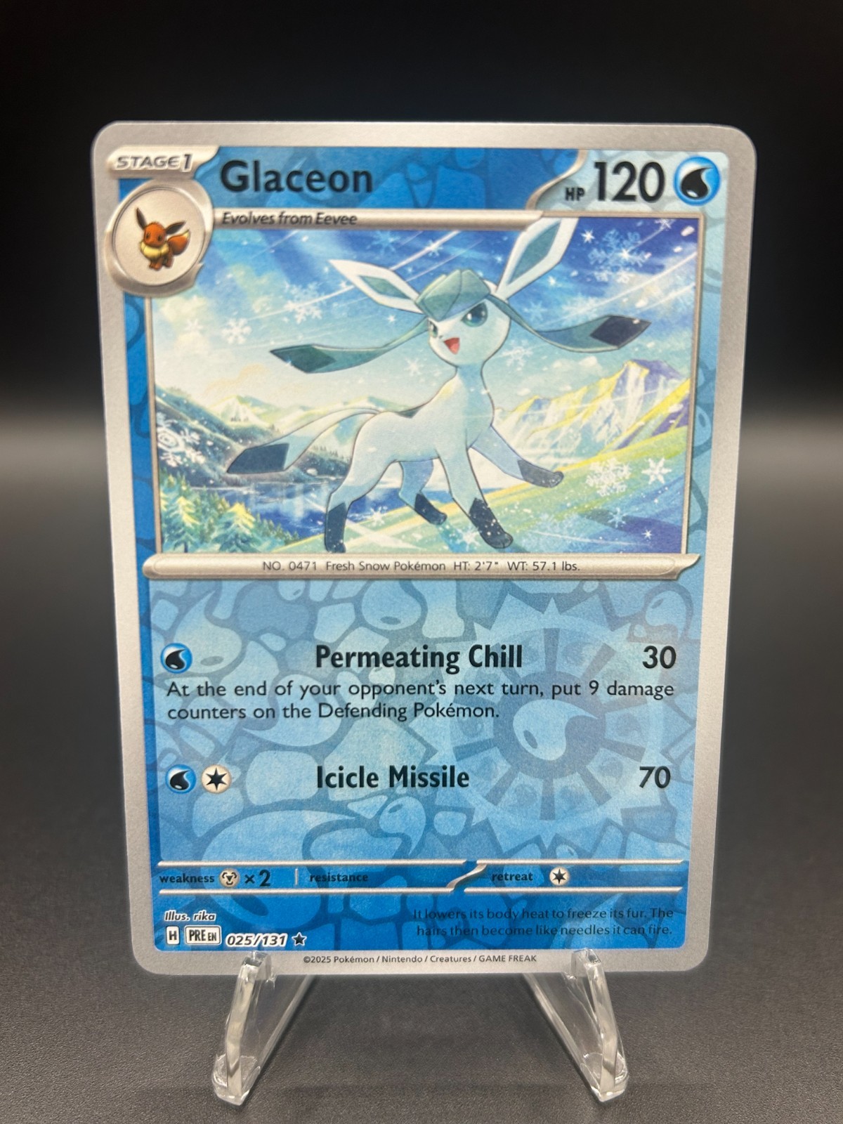 • Glaceon • 025/131 Reverse Holo Prismatic Evolutions Pokemon TCG NM