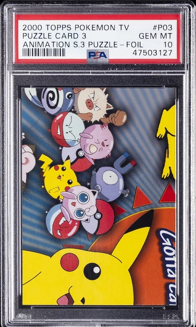 2000 TOPPS POKEMON TV ANIMATION SERIES 3 PUZZLE FOIL #P03 PUZZLE CARD 3 PSA 10