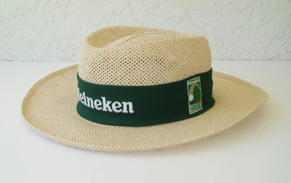Vintage Golf Panama Hat Heineken Green Band World of Golf Patch by Cali Fame USA - Image 4 of 4