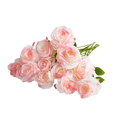 Rose Pink Artificial Roses Fake Flowers Not Bend The Peduncle with Stems for ...