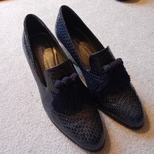 Stuart Weitzman Russell & Bromley Heeled Shoes Size 4 Patterned Tassel BlockHeel