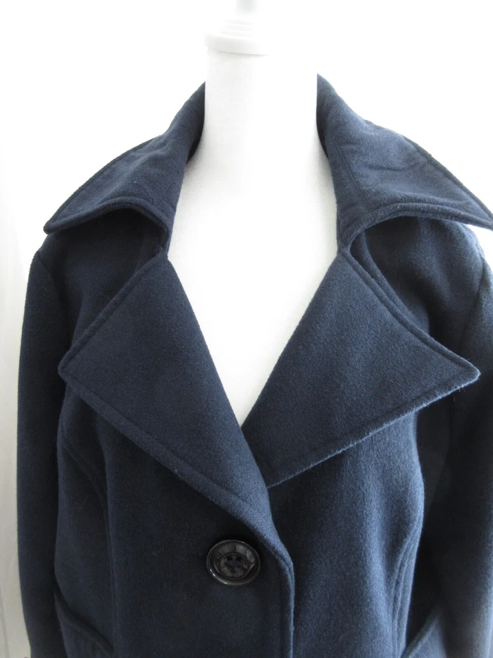 Chaqueta Abrigo Weather Tamer Pea Mujer L Azul Marino Bolsillos Marinero Puño Correas Cinturón Foto 3 de 4