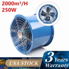 10Inch Axial Fan Cylinder Pipe Spray Booth Paint Fumes Exhaust Fan 2000m³/H 250W
