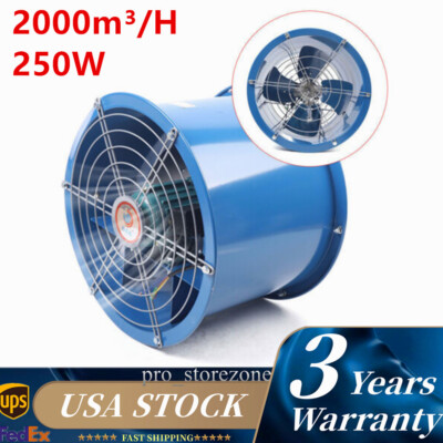 10'' Axial Fan Cylinder Pipe Spray Booth Paint Fumes Exhaust Fan 2000m³/H 250W