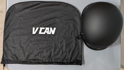VCAN V5 Cruiser  Motorcycle Half Helmet Flat Black, Small 55-56 cm