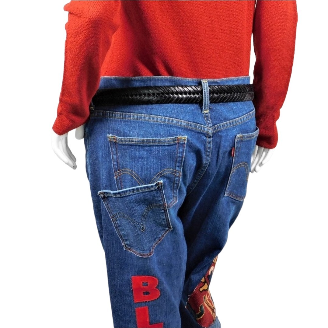 Upcycled Denim Boyfriend Blessed Patchwork Jeans … - image 5