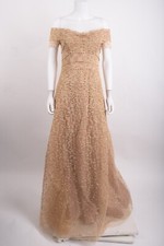 Rene Ruiz Womans Evening Gown Dress Size 6 Tan Pink Metallic shimmer NWT $1695
