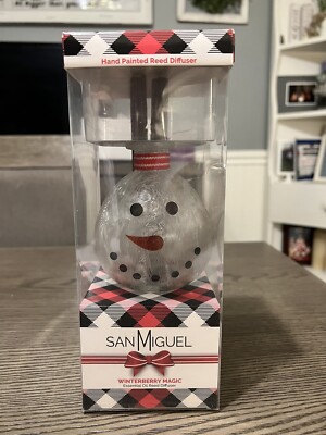 Hand Painted San Miguel Essential Oil Reed Diffuser in Winterberry Magic