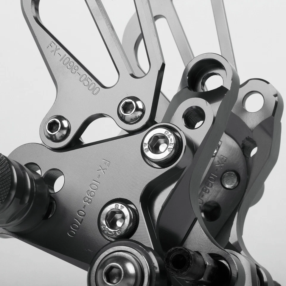 For Ducati 848 1098 1198 R/S CNC Adjusting Rearset Footpegs Rear Set Titanium - Image 2 of 4