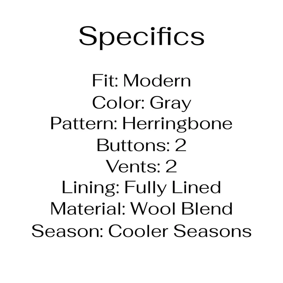 Adolfo 42S Gray Sport Coat Blazer Jacket HB 2B Wool - Image 4 of 4