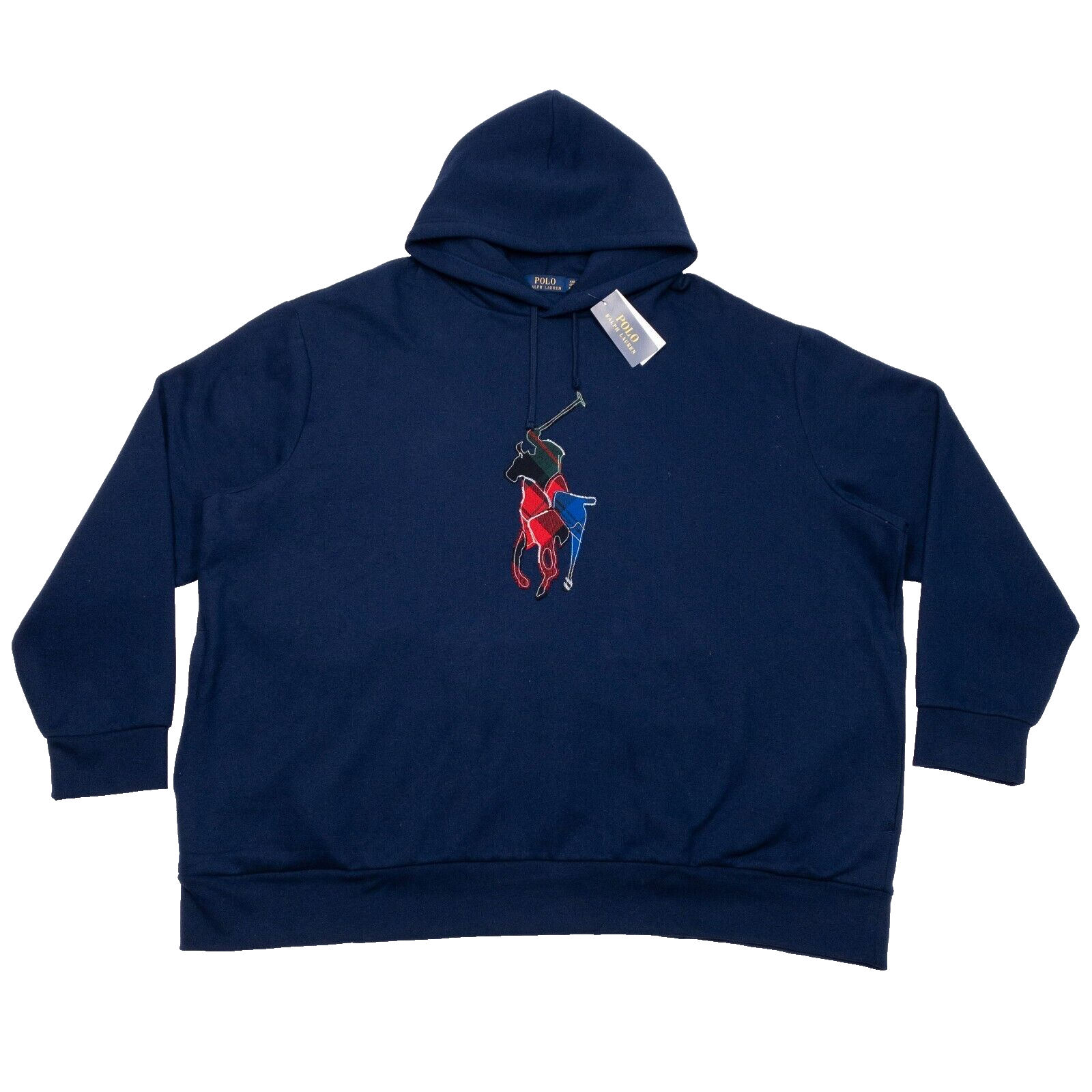 Polo Ralph Lauren Big Pony Felpa con Cappuccio Uomo 4XB Manica Lunga Pullover Preppy Blu