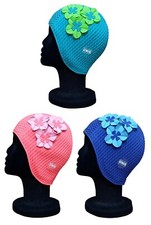 CHEX Treviso Waffle Bubble Floral Ladies Classic Open Water Thermal Swimming Hat