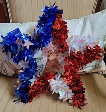 Patriotic 4th of July/ Memorial Day 14" Tinsel Star Wreath