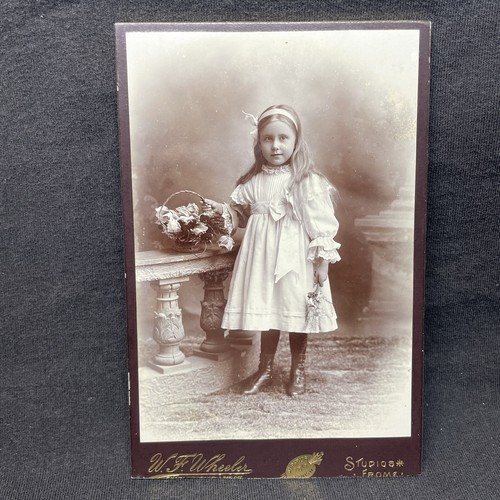 CABINET - lovely young lady holding flowers in both hands, w/ long light-colored - Picture 2 of 3